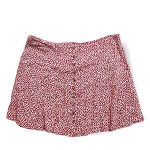 NWT American Eagle Miniskirt Medium Buttoned Red Floral Mini Skirt Zipped‎ Party